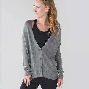 Lululemon Womens ‘Cardi In The Front’ Heathered Gray Button Up Cardigan